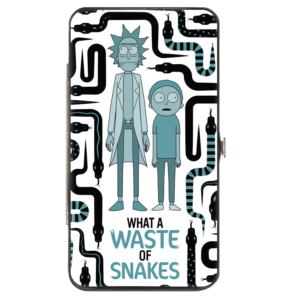 Hinged Wallet - Rick and Morty WHAT A WASTE OF SNAKES Pose White/Black/Blue Hinged Wallets Rick and Morty