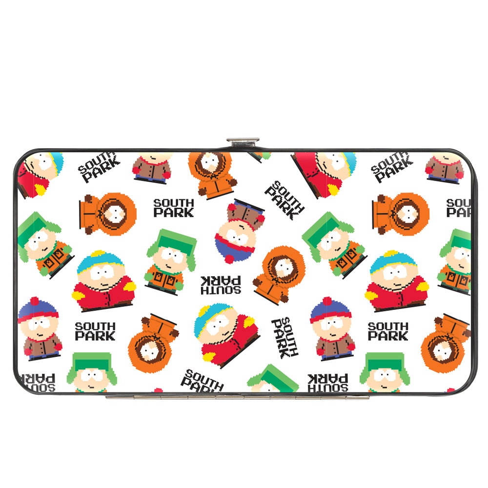 Hinged Wallet - SOUTH PARK Boys and Text 8-Bit White/Multi Color Hinged Wallets South Park