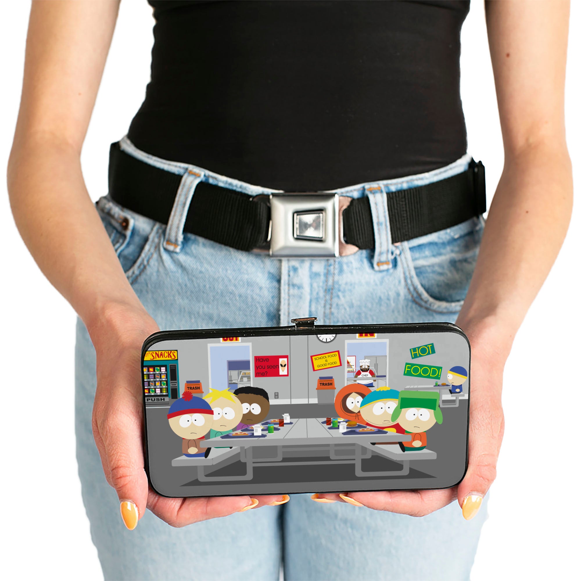 Hinged Wallet - South Park Boys Group Cafeteria Table Scene Hinged Wallets South Park