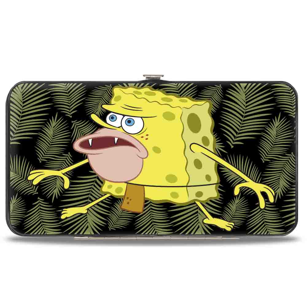 Hinged Wallet - Primitive Sponge Pose Leaves Black Green Hinged Wallets SpongeBob SquarePants
