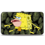 Hinged Wallet - Primitive Sponge Pose Leaves Black Green Hinged Wallets SpongeBob SquarePants