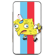 Hinged Wallet - Mocking SpongeBob Pose Stripe White Blue Red White Hinged Wallets SpongeBob SquarePants