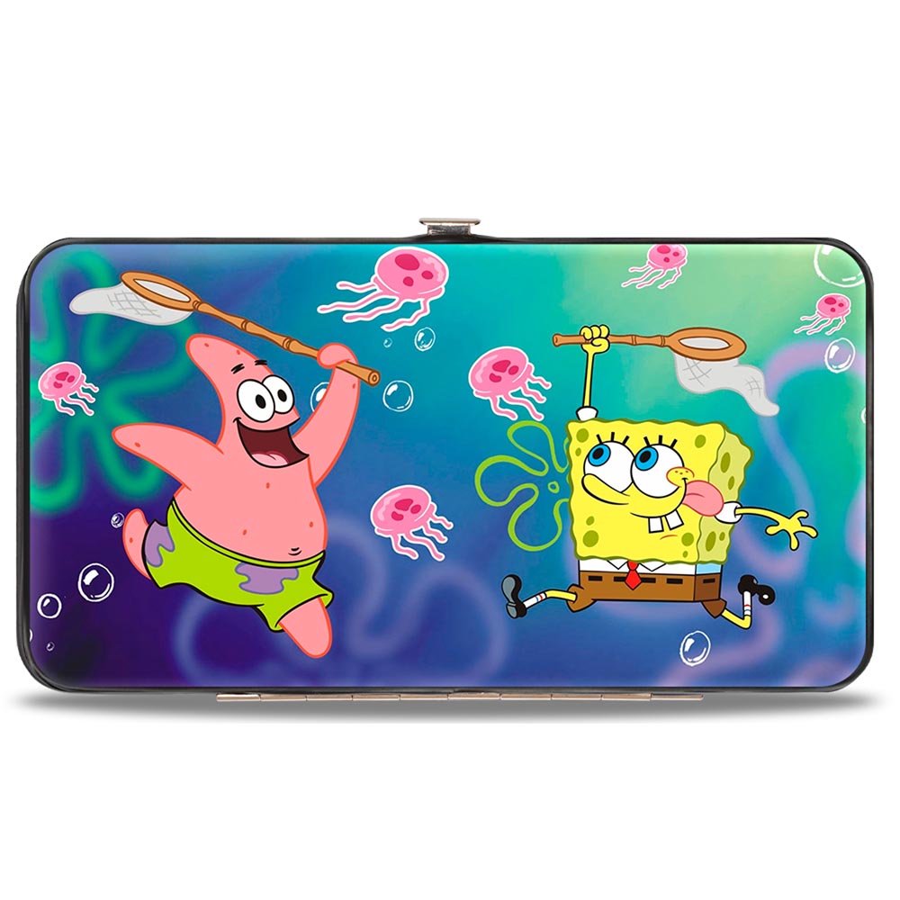Hinged Wallet - Patrick Starfish & SpongeBob Jellyfishing + Jellyfish Catch Pose Hinged Wallets SpongeBob SquarePants