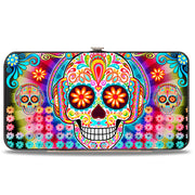 Hinged Wallet - Tranquility Beats Calaveras & Flowers Rays Black Multi Color Hinged Wallets Thaneeya McArdle
