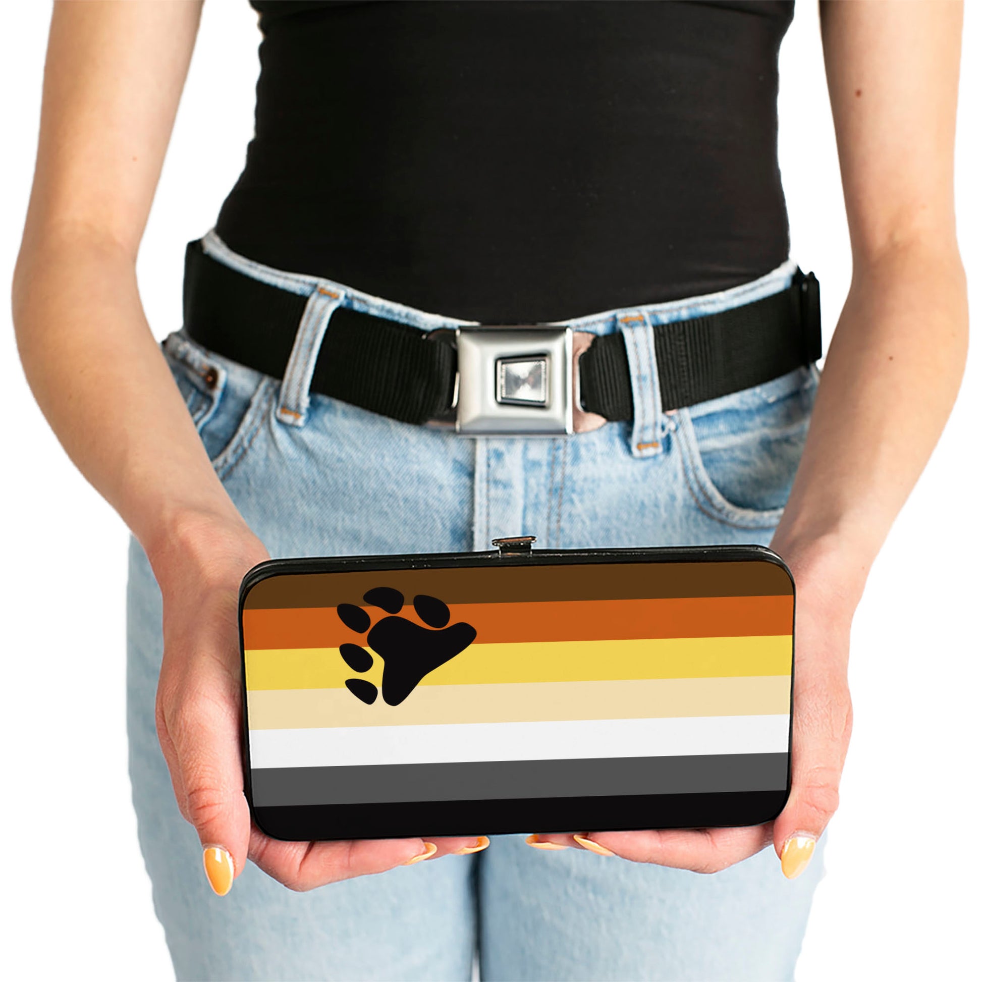 Hinged Wallet - Flag Bear Pride2 Black Brown Orange Yellow Tan White Gray Black Hinged Wallets Buckle-Down