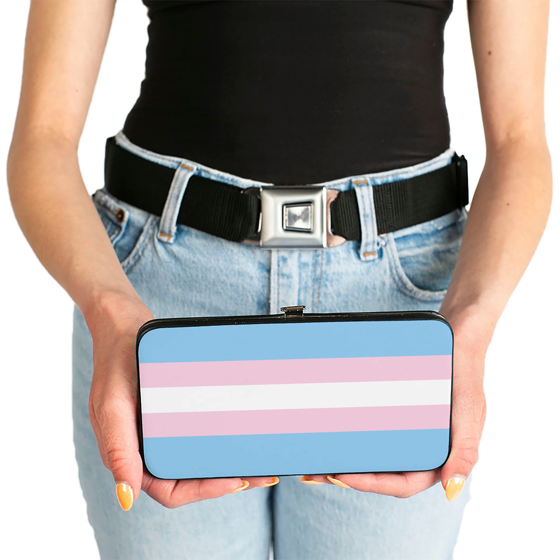 Hinged Wallet - Flag Transgender Baby Blue Baby Pink White Hinged Wallets Buckle-Down