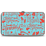 Hinged Wallet - GRATEFUL OPTIMISM BE KIND Icons Collage Blue/Red Hinged Wallets Buckle-Down