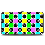 Hinged Wallet - Smiley Sad Face Checker Multi Color/White Hinged Wallets Buckle-Down