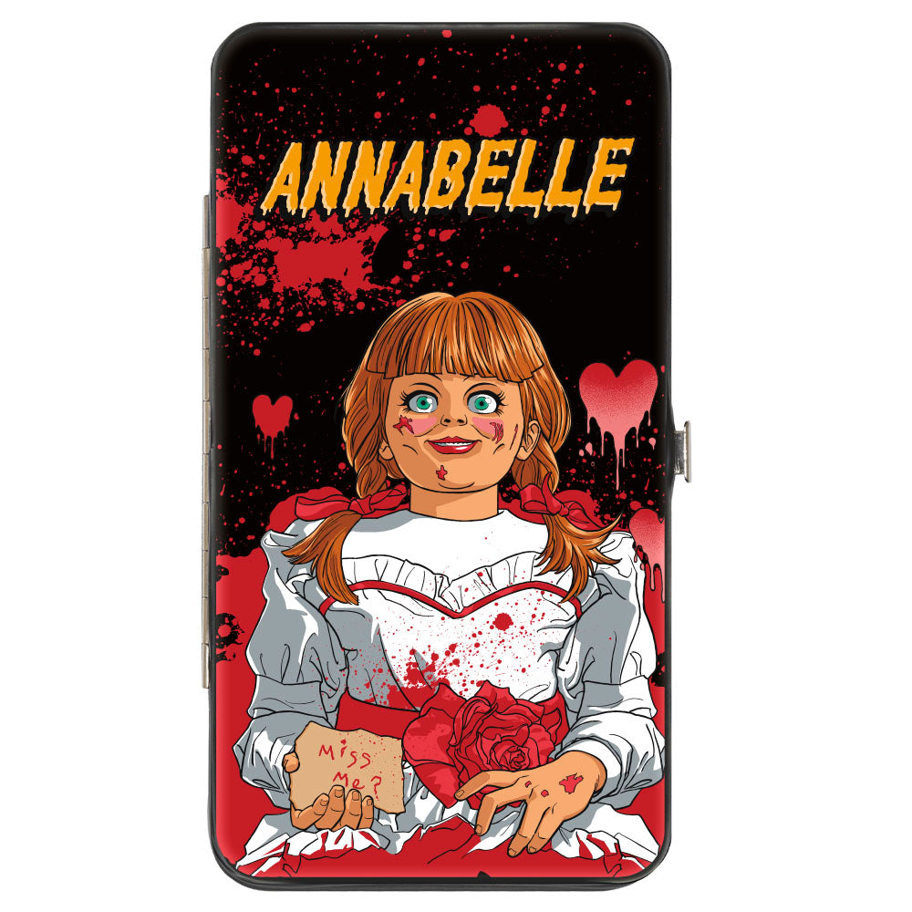 Hinged Wallet - Annabelle Doll Face MISS ME DOLL FACE Pop Art Black/Red Hinged Wallets Annabelle