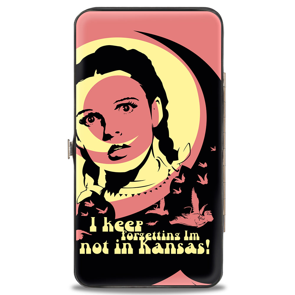 Hinged Wallet - The Wizard of Oz Dorothy and Flying Monkeys NOT IN KANSAS Quote Black/Yellow/Pink Hinged Wallets The Wizard of Oz
