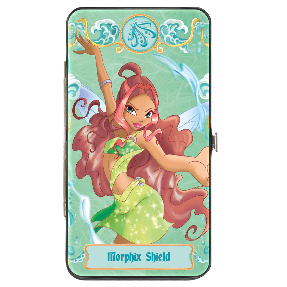 Hinged Wallet - WINX CLUB Aisha MORPHIX SHIELD Pose and Title Logo Greens Hinged Wallets Winx Club