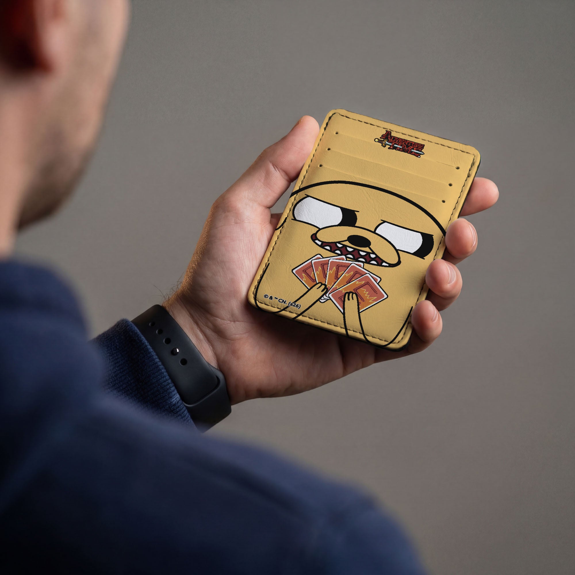 PU Wallet ID Card Holder - Adventure Time Jake Poker Face Close-Up Golden Yellow ID Card Wallets Adventure Time