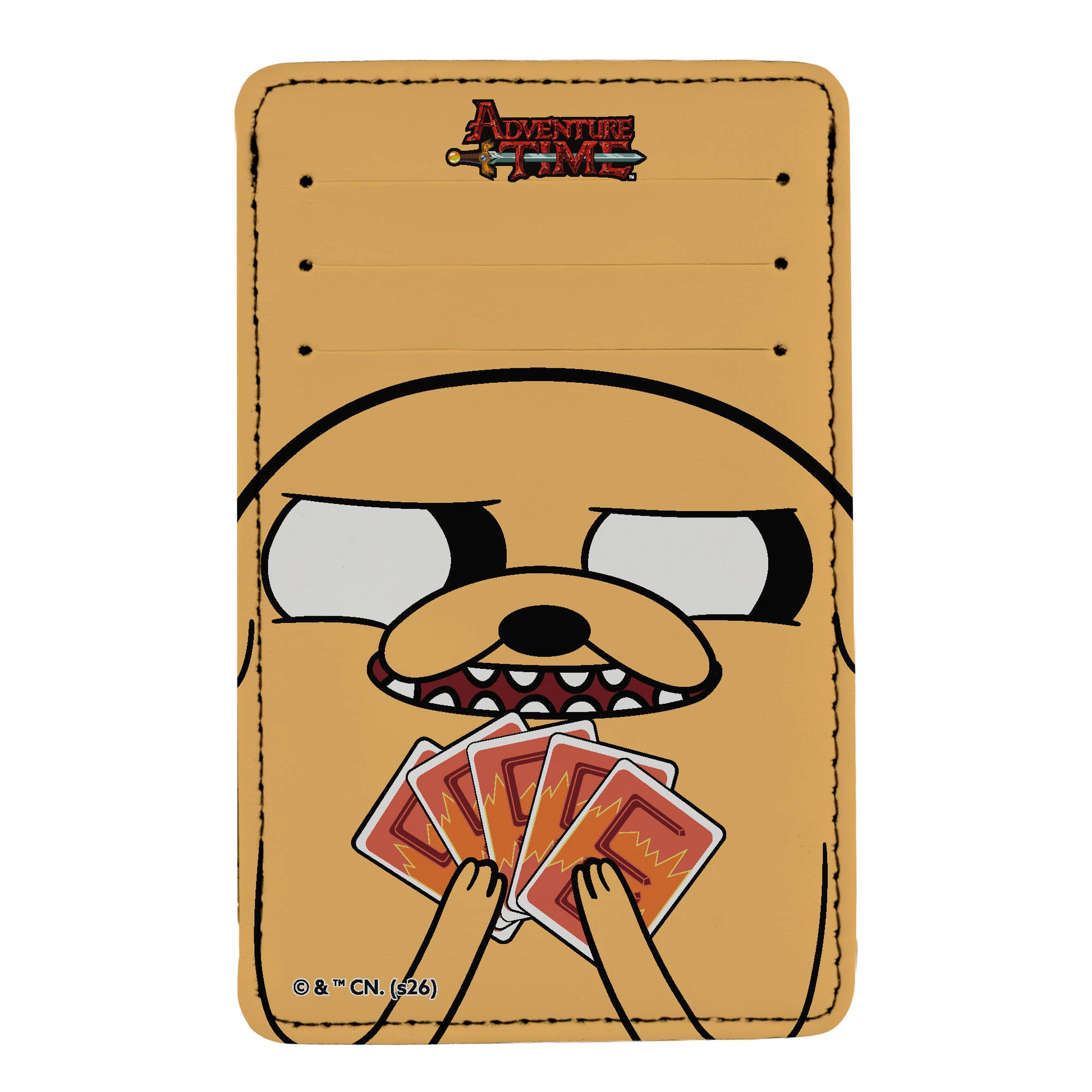 PU Wallet ID Card Holder - Adventure Time Jake Poker Face Close-Up Golden Yellow ID Card Wallets Adventure Time
