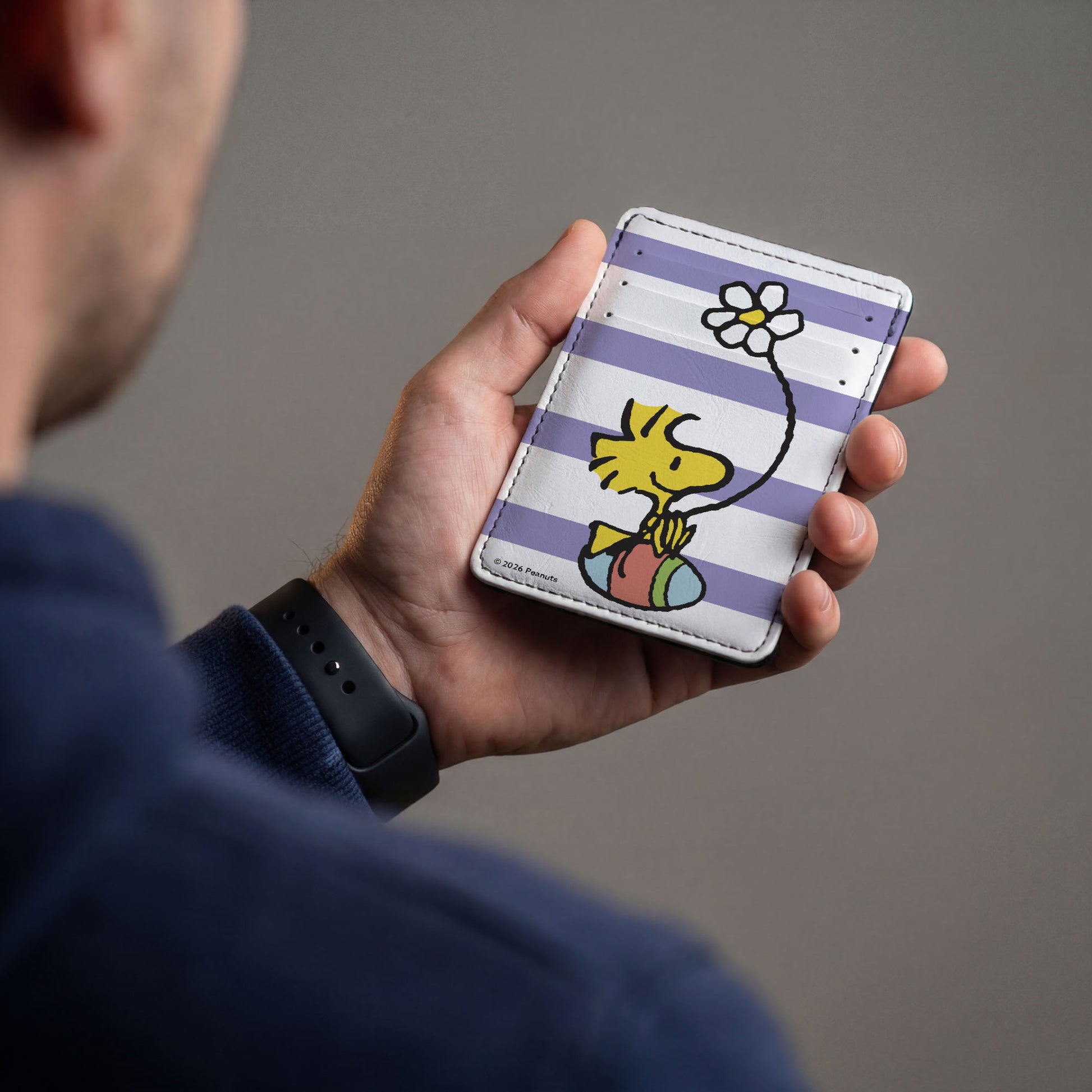 Wallet ID Card Holder - Peanuts Woodstock Easter Egg Stripe Lavender/White ID Card Wallets Peanuts