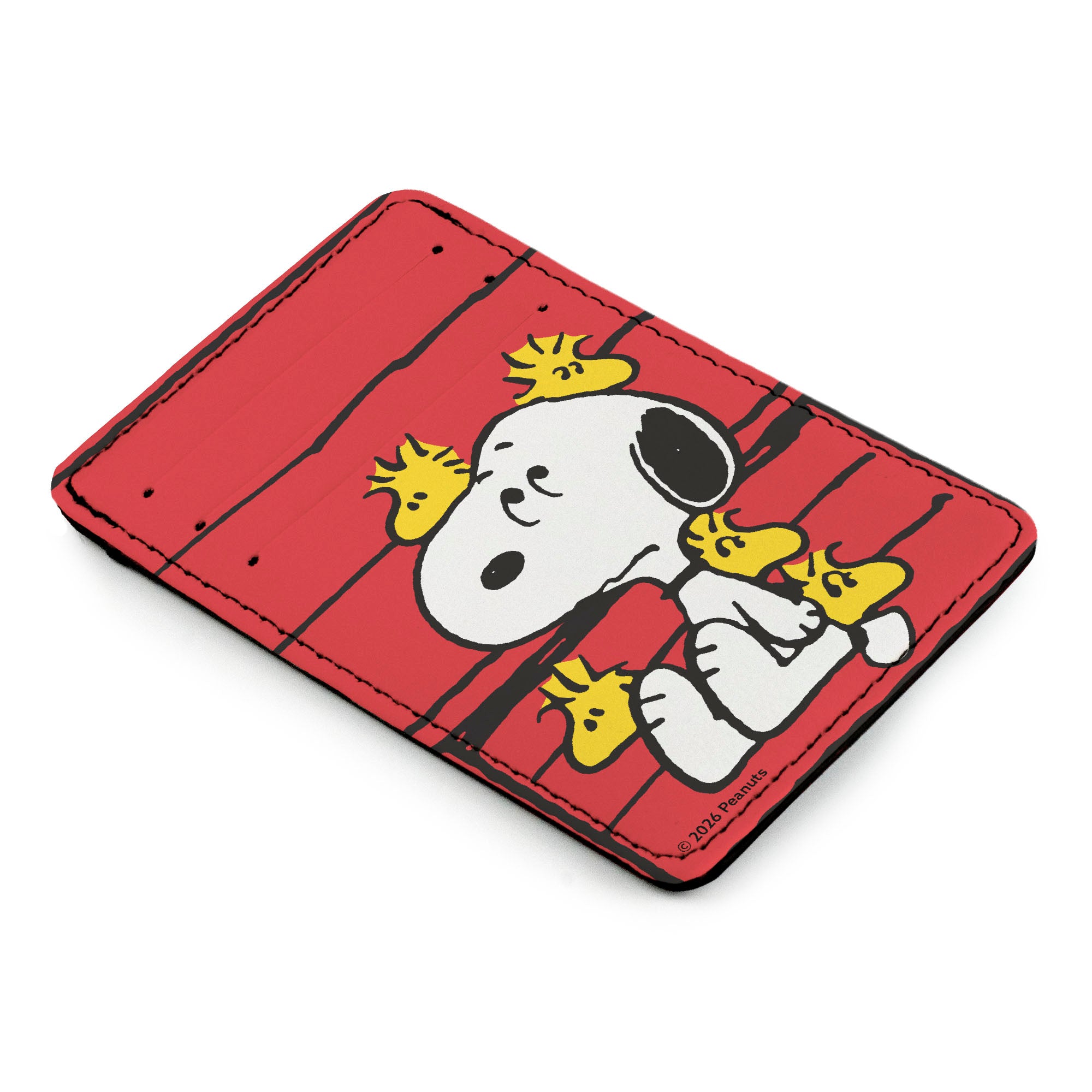 PU Wallet ID Card Holder - Snoopy and Woodstock Poses Red/Black