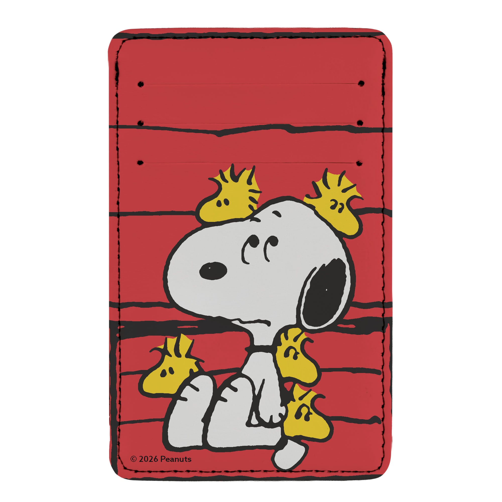 PU Wallet ID Card Holder - Snoopy and Woodstock Poses Red/Black