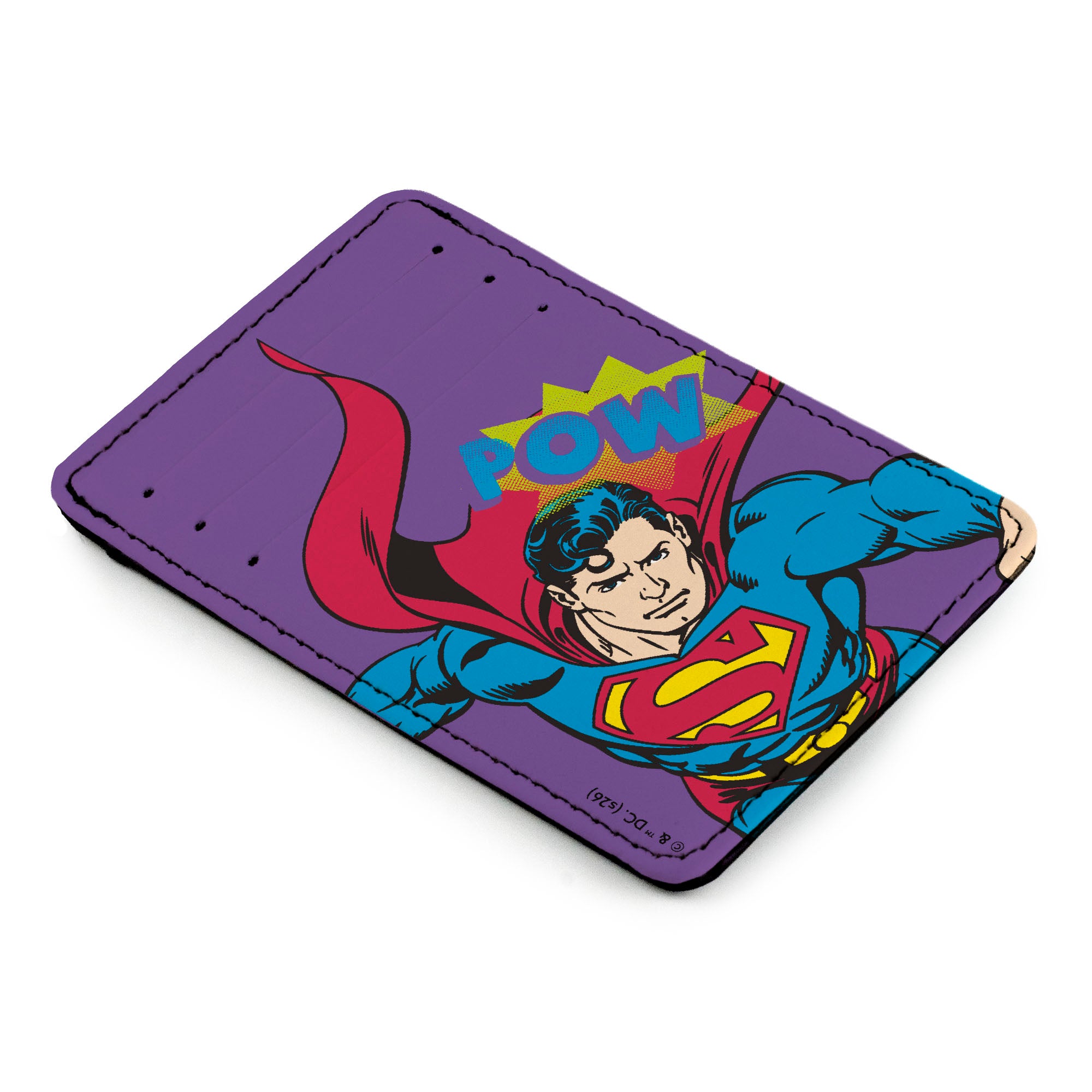 PU Wallet ID Card Holder - Superman Pow Action Pose Purple ID Card Wallets DC Comics