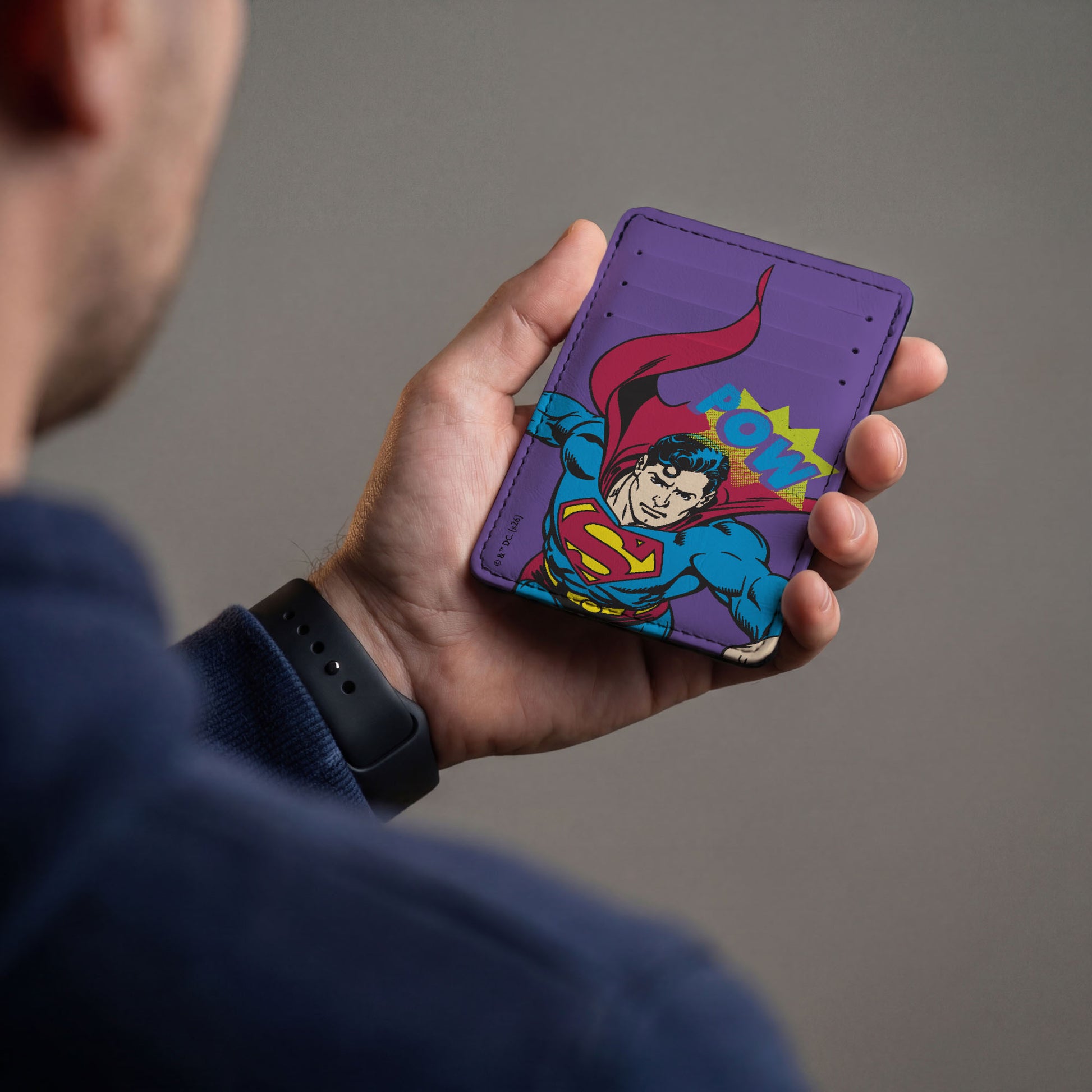 PU Wallet ID Card Holder - Superman Pow Action Pose Purple ID Card Wallets DC Comics
