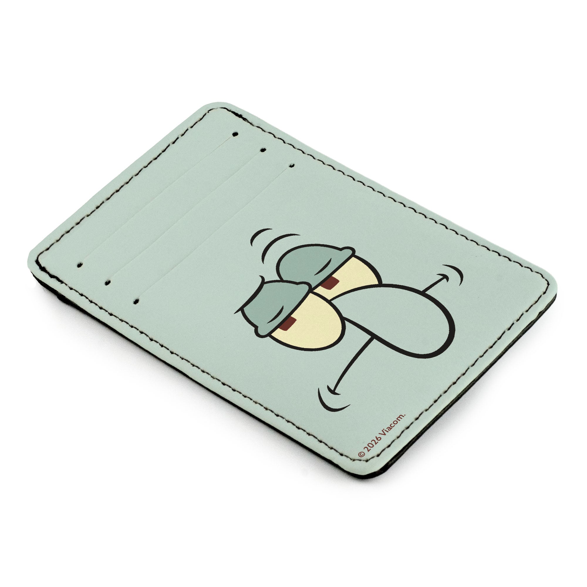 Wallet ID Card Holder - SpongeBob SquarePants Squidward Tentacles Face Close-Up Light Blue ID Card Wallets SpongeBob SquarePants