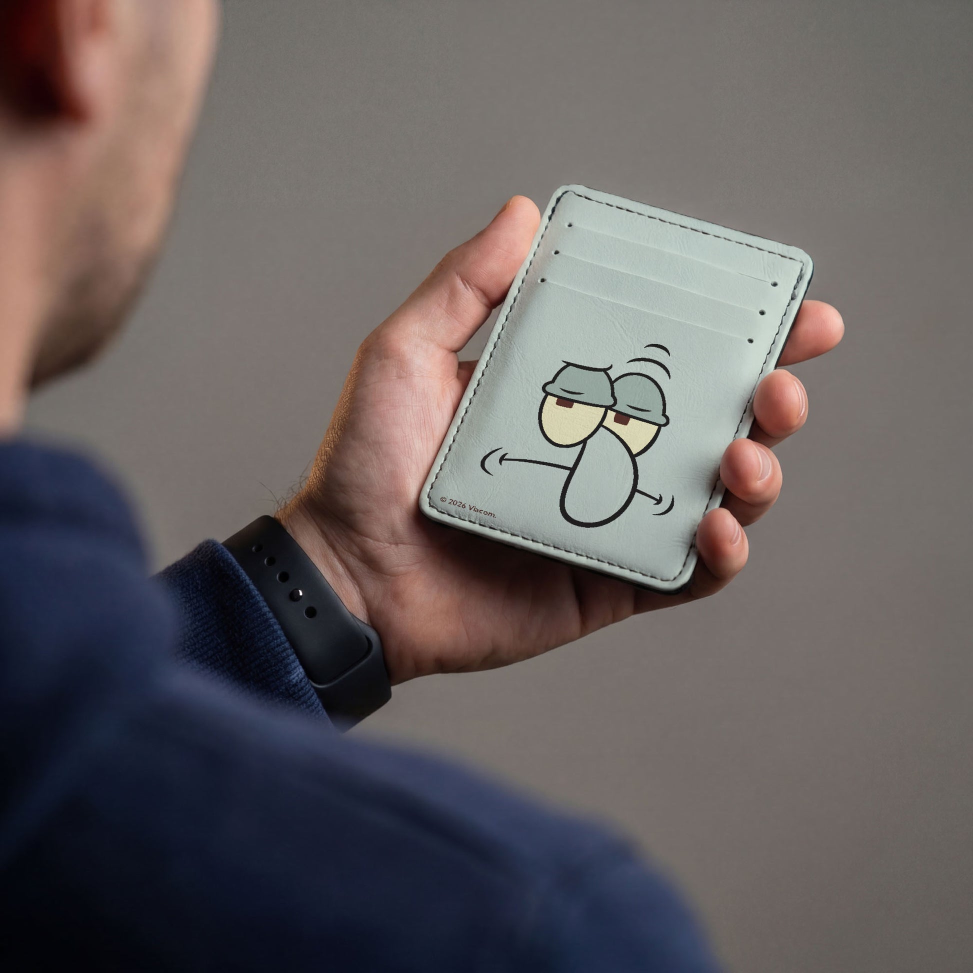 Wallet ID Card Holder - SpongeBob SquarePants Squidward Tentacles Face Close-Up Light Blue ID Card Wallets SpongeBob SquarePants