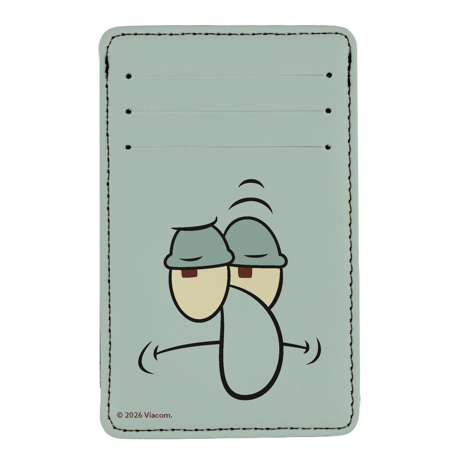 Wallet ID Card Holder - SpongeBob SquarePants Squidward Tentacles Face Close-Up Light Blue ID Card Wallets SpongeBob SquarePants
