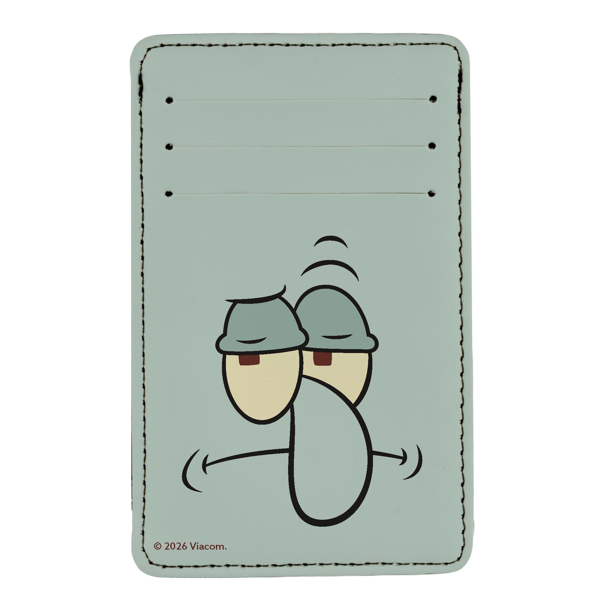 Wallet ID Card Holder - SpongeBob SquarePants Squidward Tentacles Face Close-Up Light Blue ID Card Wallets SpongeBob SquarePants