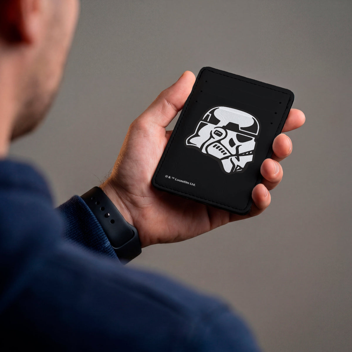 Wallet ID Card Holder - Star Wars Stormtrooper Profile with Galaxy Stars Black/White ID Card Wallets Star Wars