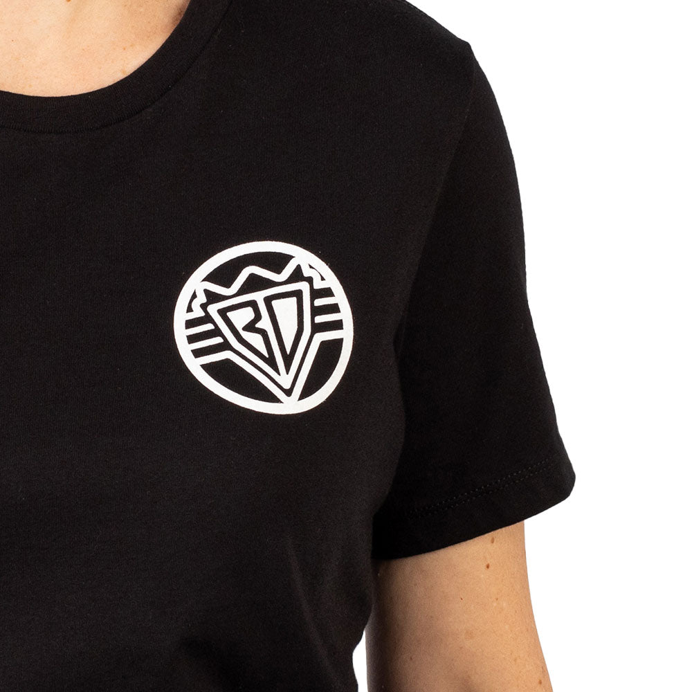 Women's T-Shirt - Buckle-Down Round Wings Logo and Buckle-Down Wings Logo Black Heather/White Apparel Buckle-Down