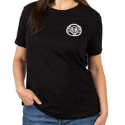 Women's T-Shirt - Buckle-Down Round Wings Logo and Buckle-Down Wings Logo Black Heather/White Apparel Buckle-Down
