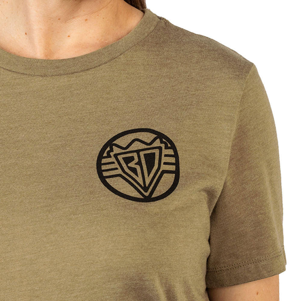 Women's T-Shirt - Buckle-Down Round Wings Logo and Buckle-Down Wings Logo Heather Olive/Black Apparel Buckle-Down