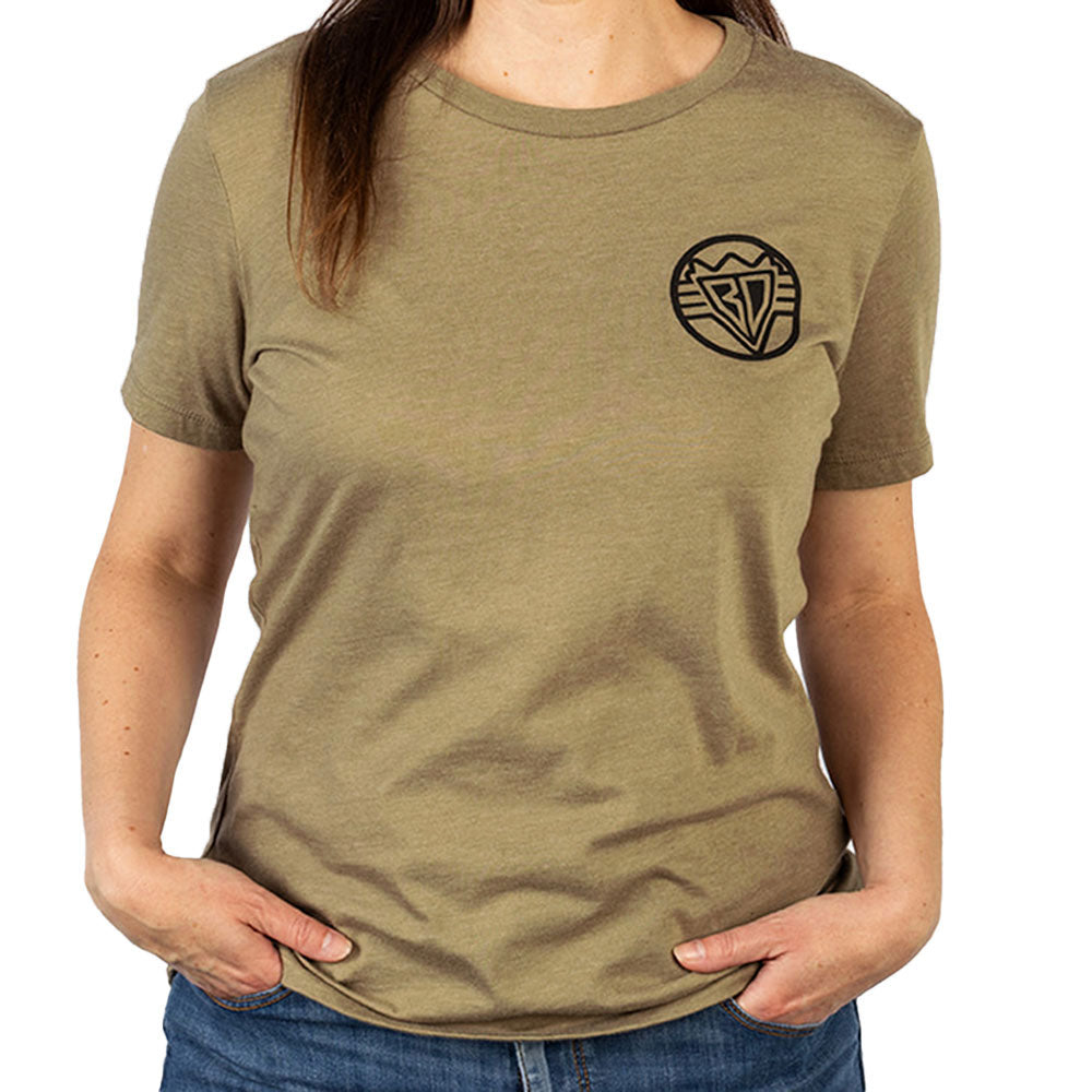 Women's T-Shirt - Buckle-Down Round Wings Logo and Buckle-Down Wings Logo Heather Olive/Black Apparel Buckle-Down
