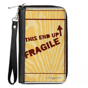 PU Zip Around Wallet Rectangle - A Christmas Story FRAGILE Lamp Crate Tan/Brown Clutch Zip Around Wallets A Christmas Story