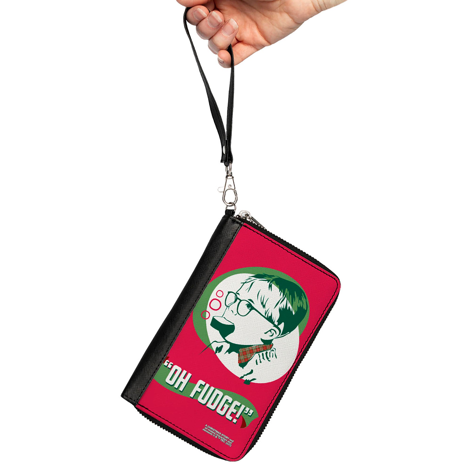 Women's PU Zip Around Wallet Rectangle - A Christmas Story Ralphie OH FUDGE! Soap Pose Red Greens White Clutch Zip Around Wallets A Christmas Story