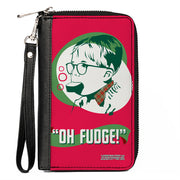 Women's PU Zip Around Wallet Rectangle - A Christmas Story Ralphie OH FUDGE! Soap Pose Red Greens White Clutch Zip Around Wallets A Christmas Story