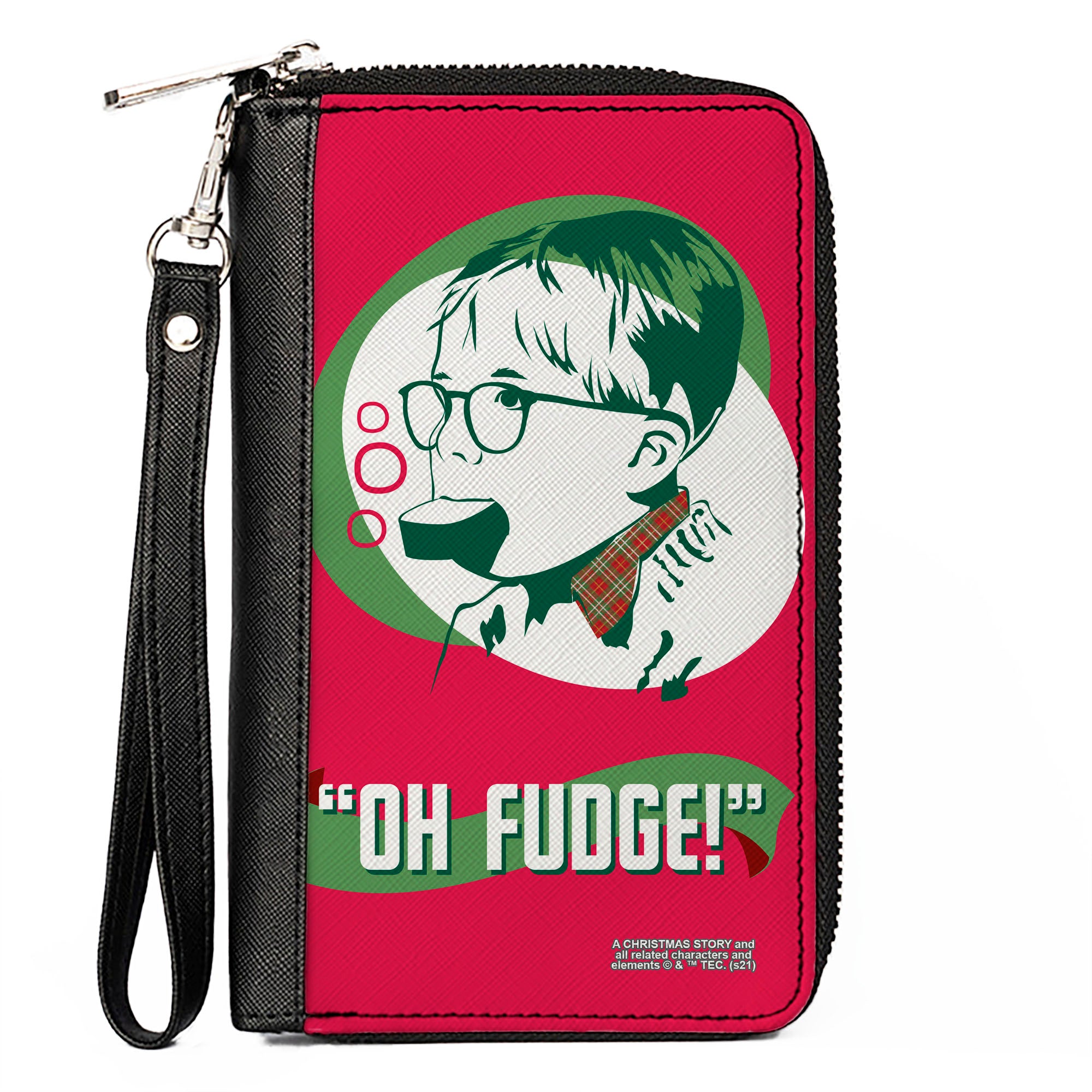 Women's PU Zip Around Wallet Rectangle - A Christmas Story Ralphie OH FUDGE! Soap Pose Red Greens White Clutch Zip Around Wallets A Christmas Story