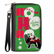 Women's PU Zip Around Wallet Rectangle - A Christmas Story Santa Claus HO HO HO Pose Green Red White Clutch Zip Around Wallets A Christmas Story