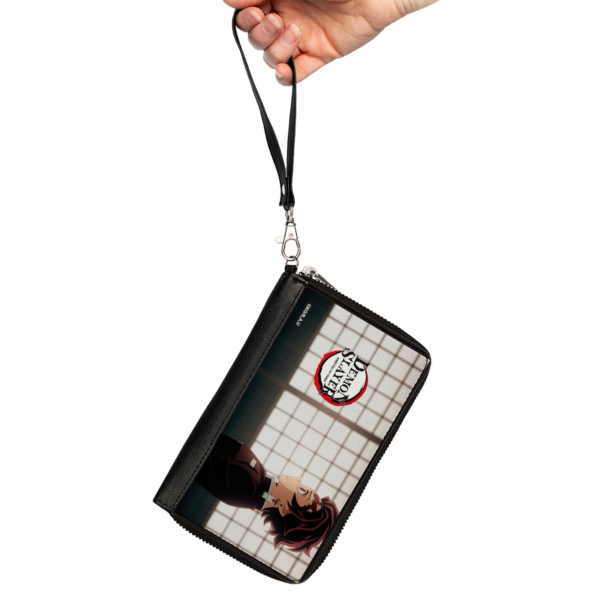 PU Zip Around Wallet Rectangle - DEMON SLAYER Tanjiro Kamado Profile Pose and Title Logo Clutch Zip Around Wallets Fullmetal Alchemist