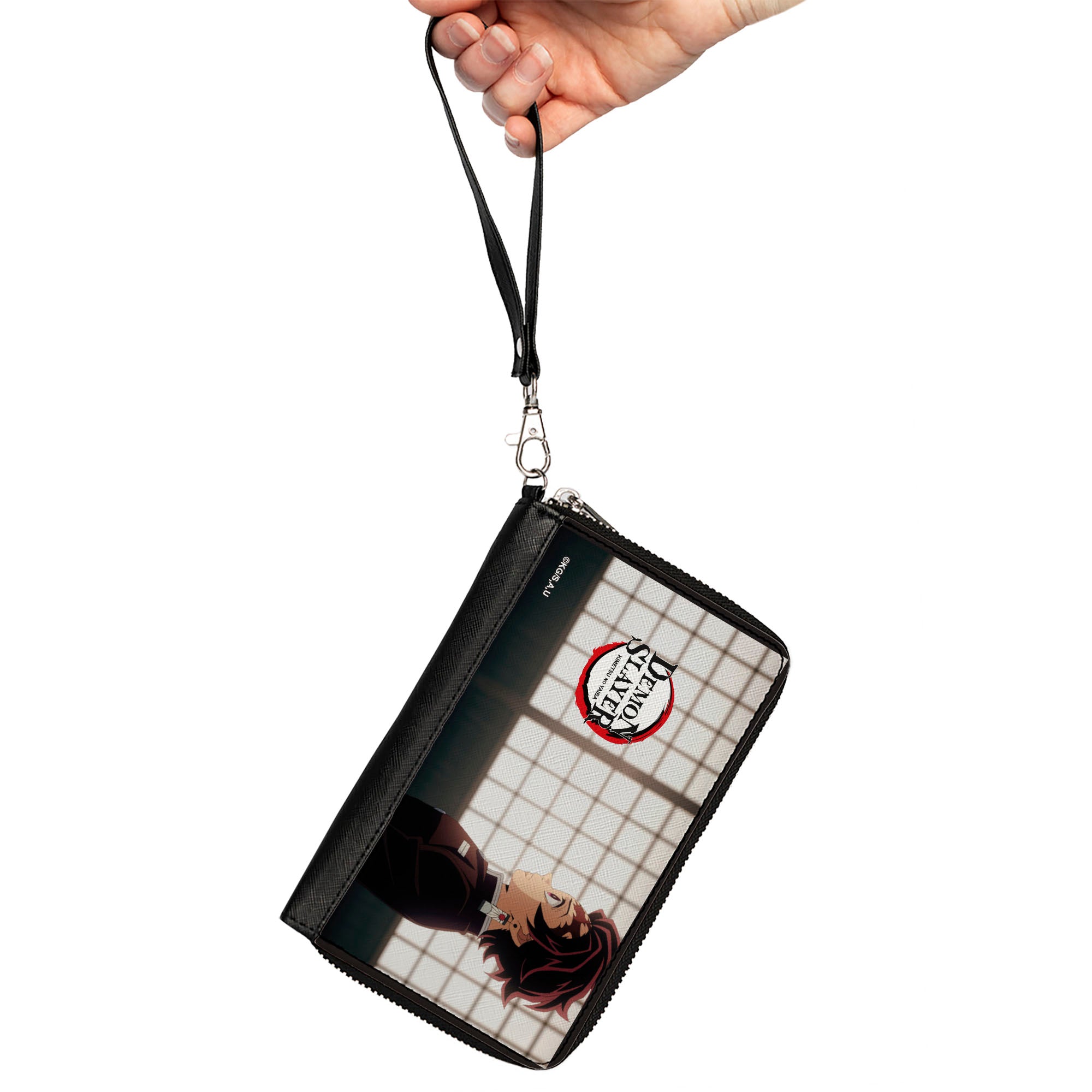 PU Zip Around Wallet Rectangle - DEMON SLAYER Tanjiro Kamado Profile Pose and Title Logo Clutch Zip Around Wallets Fullmetal Alchemist