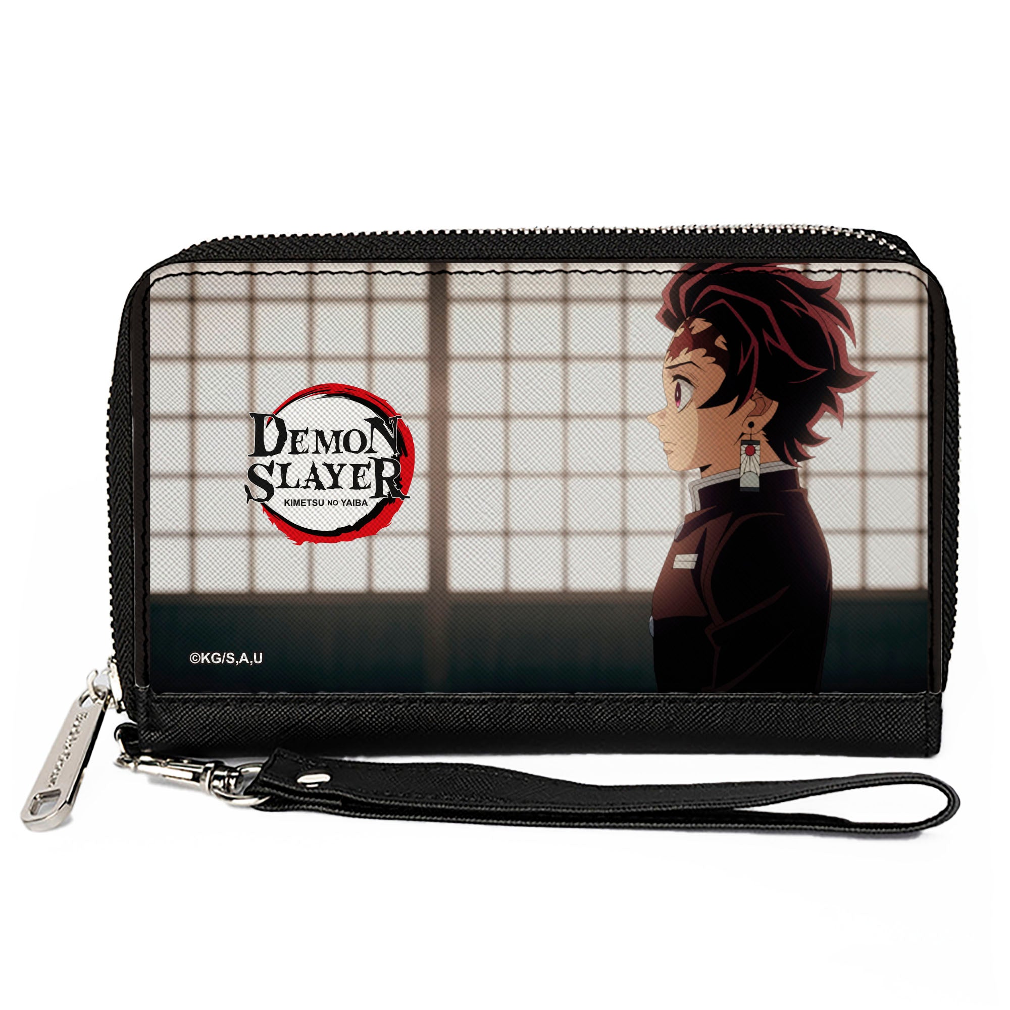 PU Zip Around Wallet Rectangle - DEMON SLAYER Tanjiro Kamado Profile Pose and Title Logo Clutch Zip Around Wallets Fullmetal Alchemist