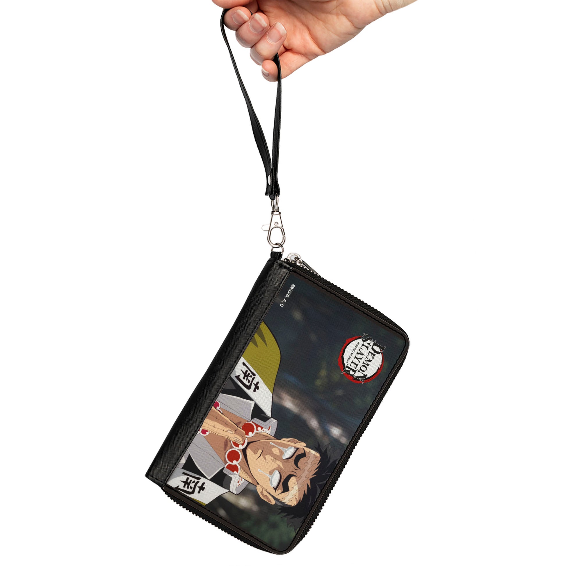 PU Zip Around Wallet Rectangle - Demon Slayer Gyomei Himejima Crying Prayer Pose Clutch Zip Around Wallets Demon Slayer