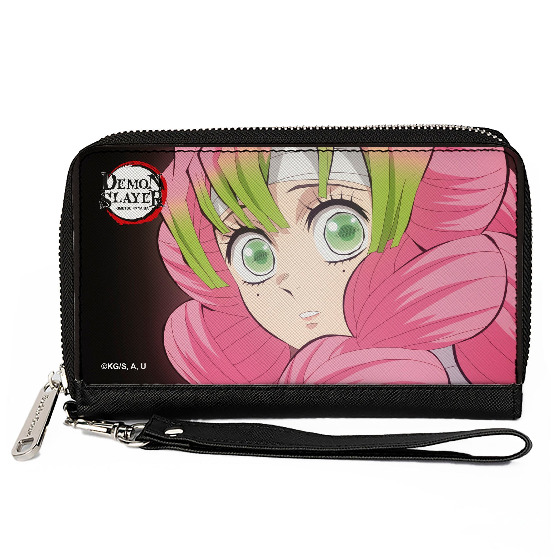 PU Zip Around Wallet Rectangle - Demon Slayer Mitsuri Kanroji Pose Close-Up Clutch Zip Around Wallets Demon Slayer