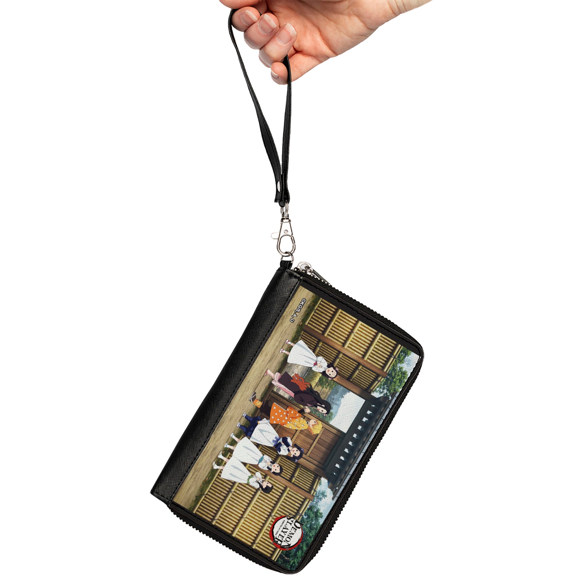 PU Zip Around Wallet Rectangle - Demon Slayer Nezuko and Zenitsu Butterfly Mansion Scene Clutch Zip Around Wallets Demon Slayer