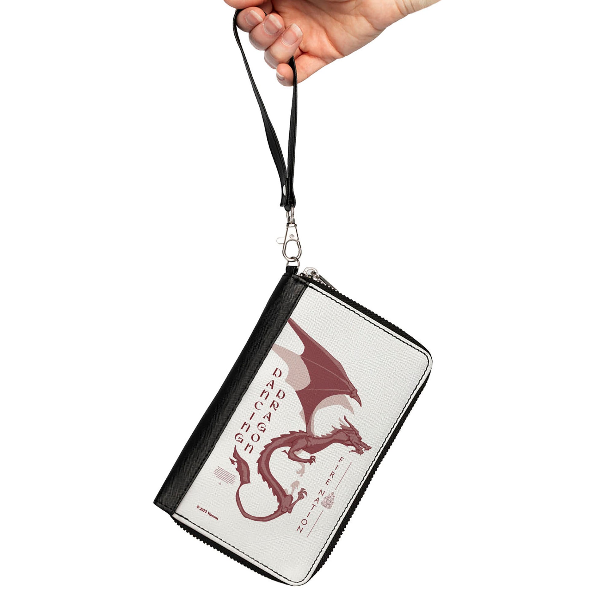 PU Zip Around Wallet Rectangle - Avatar Last Airbender DANCING DRAGON FIRE NATION White/Pinks Clutch Zip Around Wallets Avatar The Last Airbender