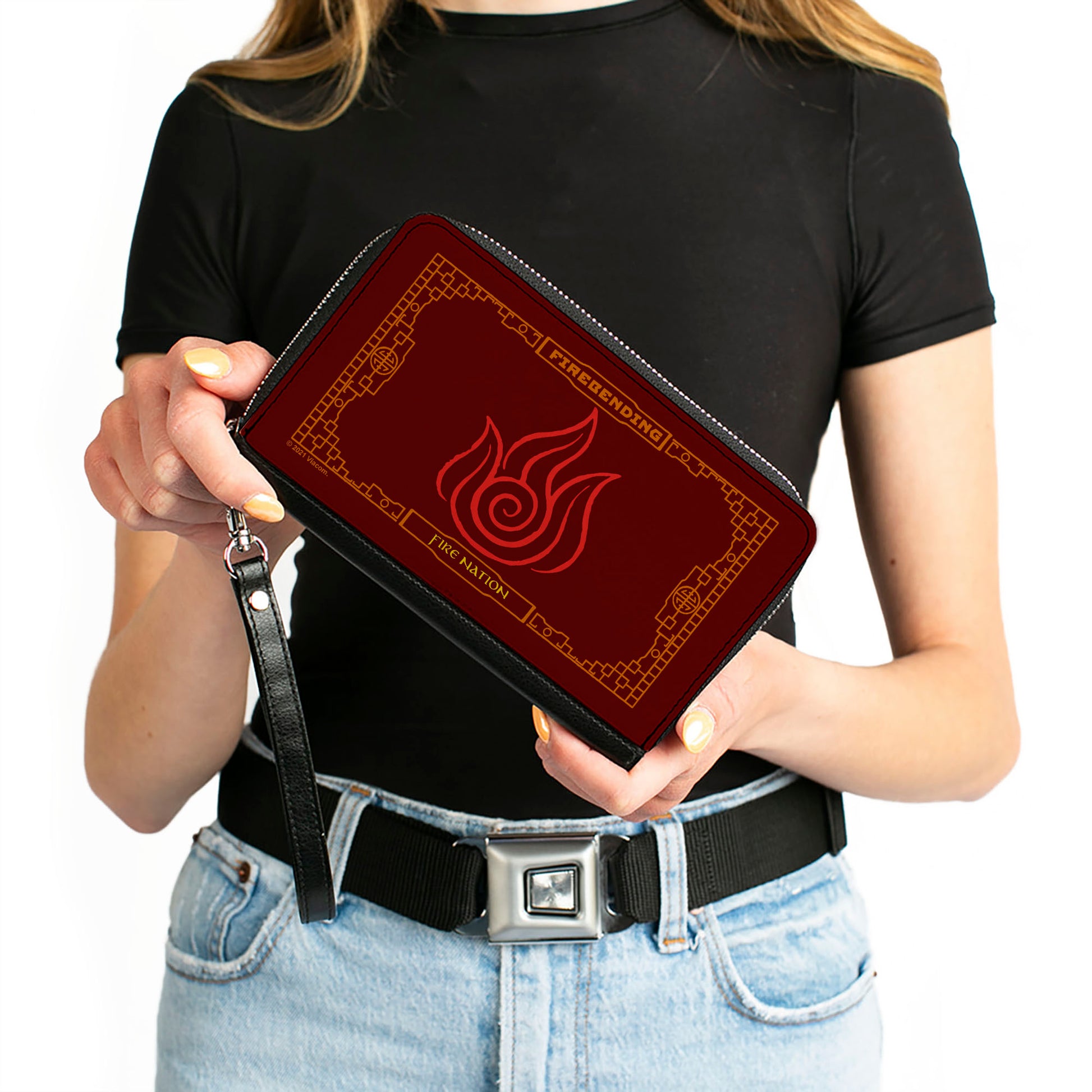 PU Zip Around Wallet Rectangle - Avatar the Last Airbender FIREBENDING FIRE NATION Icon Reds Orange Clutch Zip Around Wallets Avatar The Last Airbender