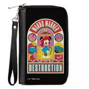 PU Zip Around Wallet Rectangle - Animaniacs WAKKO WARNER APPETITE FOR DESCTRUCTION Pose Black Clutch Zip Around Wallets Animaniacs   