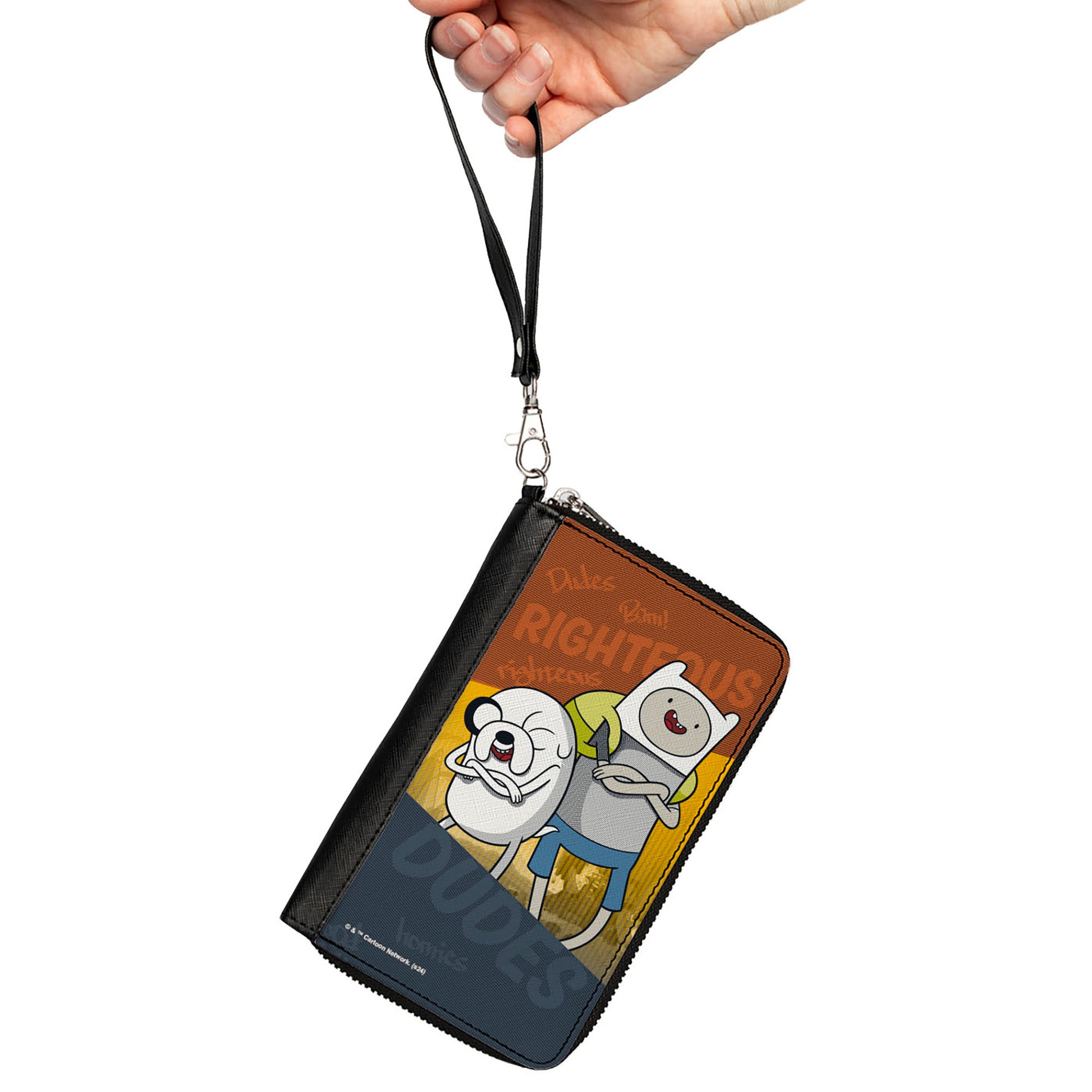 PU Zip Around Wallet Rectangle - Adventure Time Jake and Finn RIGHTEOUS DUDES Pose Multi Color Clutch Zip Around Wallets Adventure Time