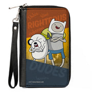 PU Zip Around Wallet Rectangle - Adventure Time Jake and Finn RIGHTEOUS DUDES Pose Multi Color Clutch Zip Around Wallets Adventure Time