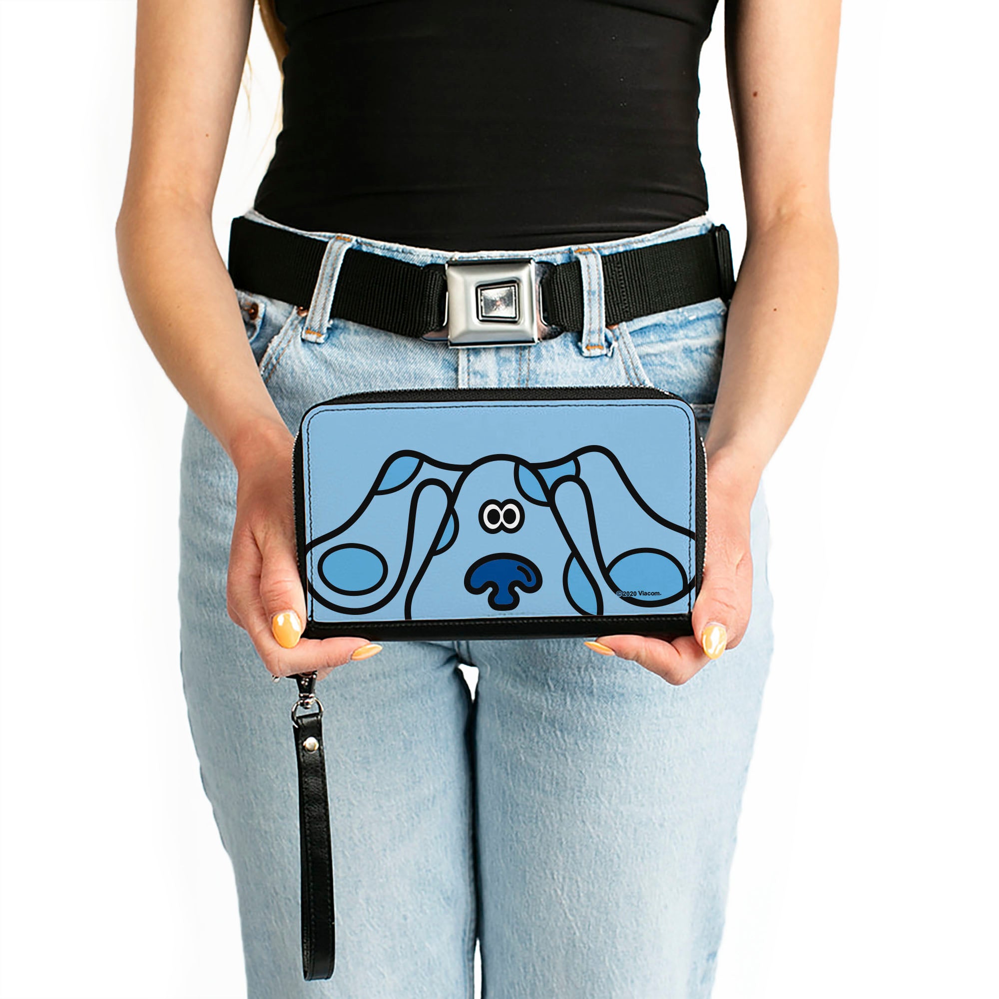 PU Zip Around Wallet Rectangle - Blue's Clues Blue Face Blues Clutch Zip Around Wallets Blue's Clues