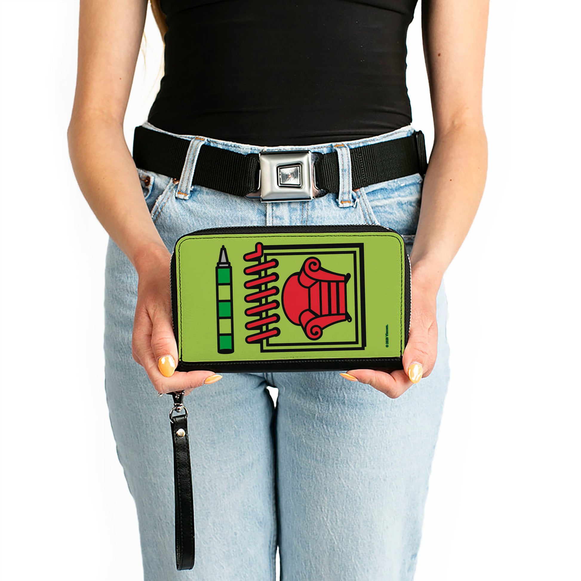 PU Zip Around Wallet Rectangle - Blue's Clues Steve's Handy Dandy Notebook Thinking Chair + Stripes Paw Greens Red Blue Clutch Zip Around Wallets Blue's Clues