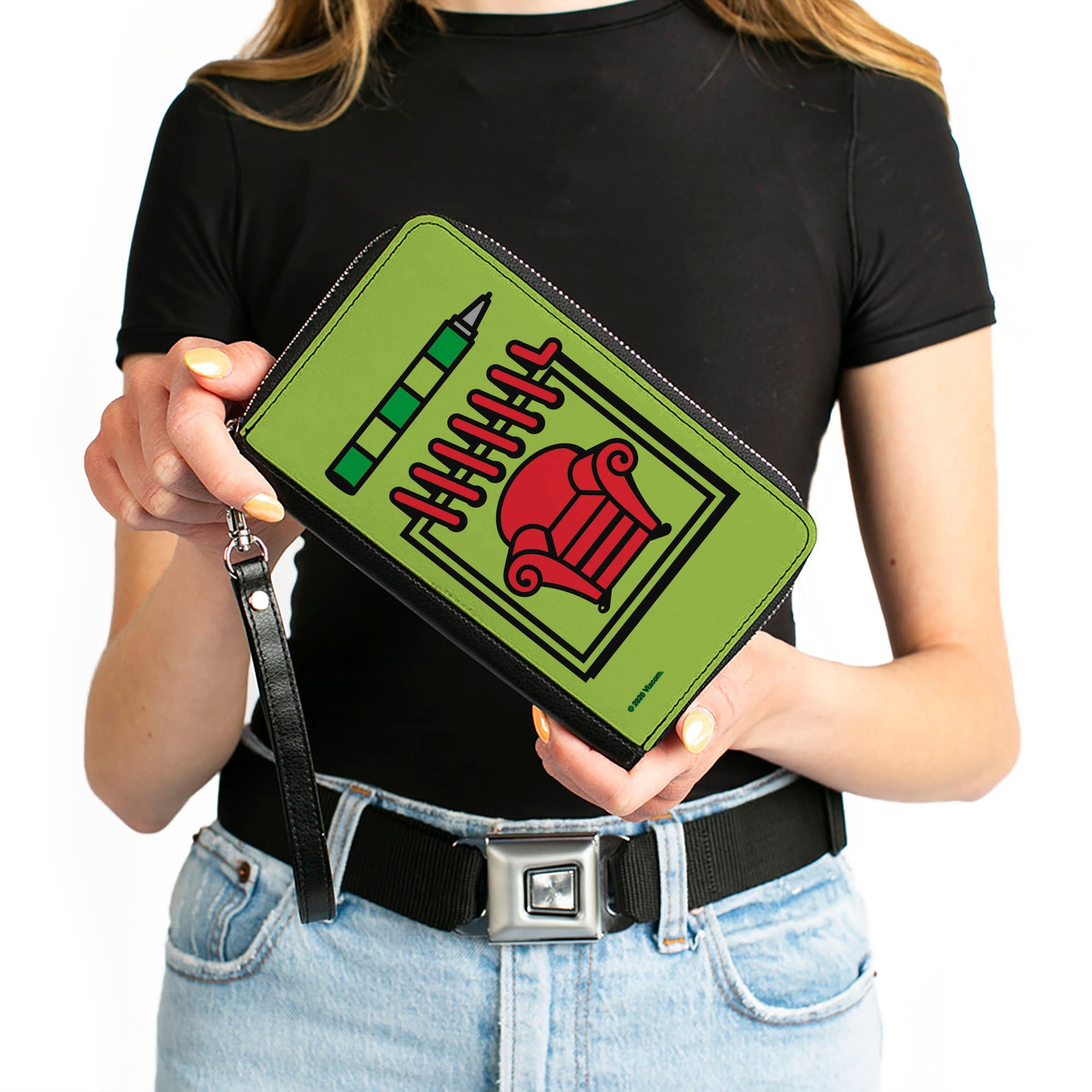 PU Zip Around Wallet Rectangle - Blue's Clues Steve's Handy Dandy Notebook Thinking Chair + Stripes Paw Greens Red Blue Clutch Zip Around Wallets Blue's Clues